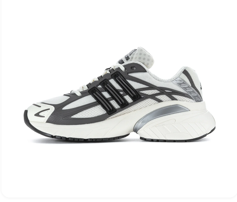Adidas Adistar White and Grey Sneakers with Black Stripes and Silver Accents