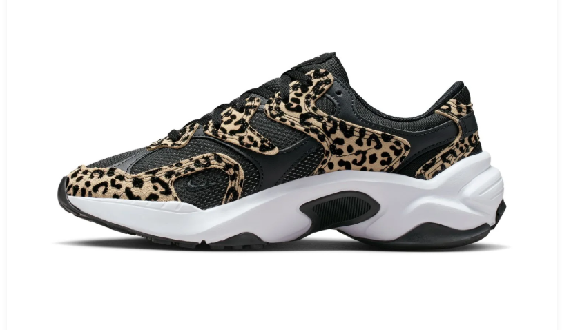 Nike Black Leopard Print Sneakers with Chunky White Sole