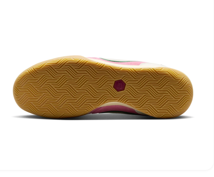 Nike Tiempo Pink Sneakers with Green-Trimmed Cream Swoosh and Gum Sole