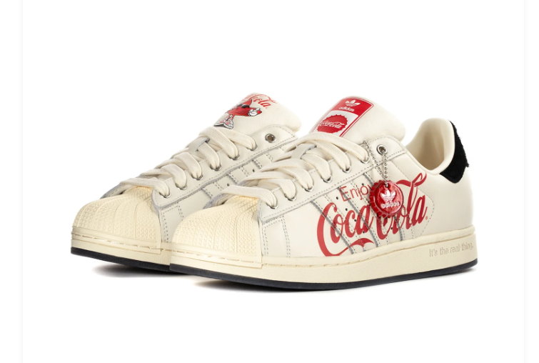 Adidas Superstar Cream Sneakers with Red Coca-Cola Graphics