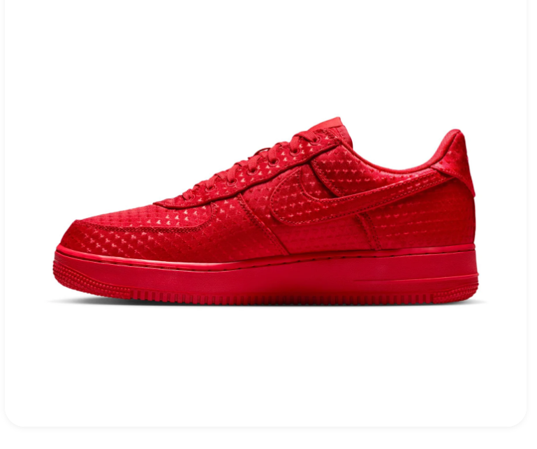 Nike Air Force 1 All-Red Low-Top Sneakers with Textured Upper