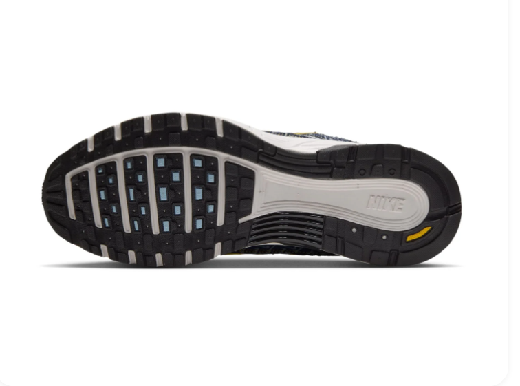 Nike Navy Patterned Mesh Sneakers with Yellow-Trimmed Black Swoosh