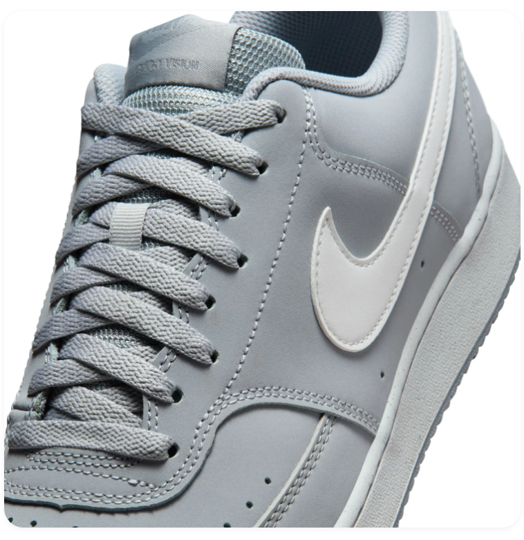 Nike Court Vision Light Grey Low-Top Sneakers with White Swoosh