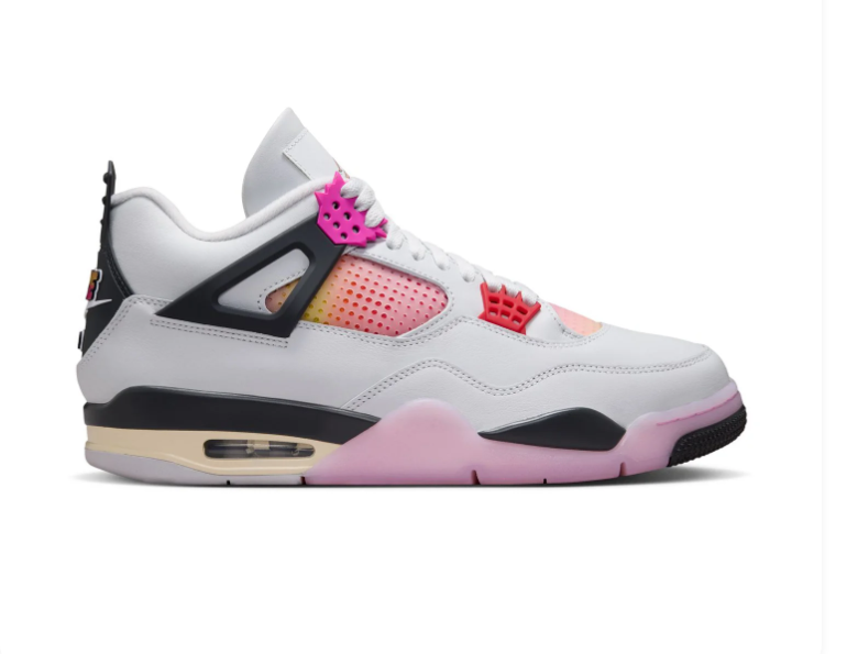 Air Jordan 4 White Sneakers with Pink Gradient Accents