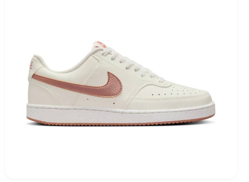 Nike Court Vision Cream Sneakers with Dusty Rose Swoosh