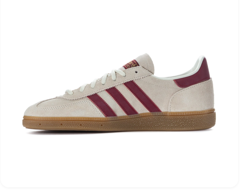 Adidas Handball Spezial Cream Sneakers with Burgundy Stripes and Gum Sole
