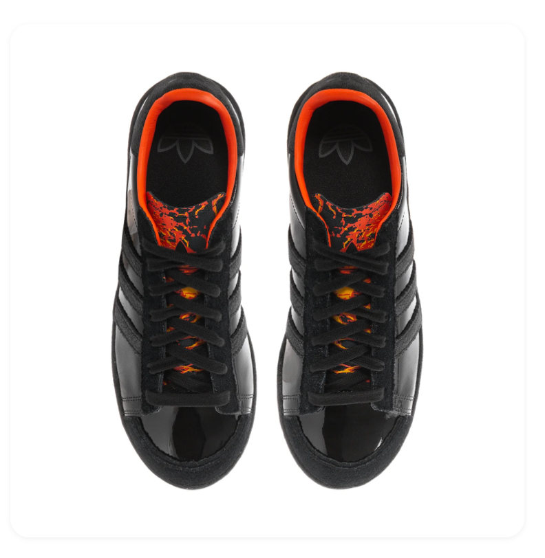 Adidas Black Glossy Low-Top Sneakers with Orange Lining
