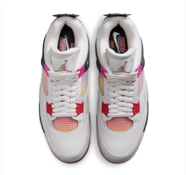 Air Jordan 4 White Sneakers with Pink Gradient Accents