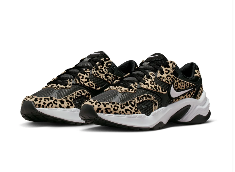 Nike Black Leopard Print Sneakers with Chunky White Sole