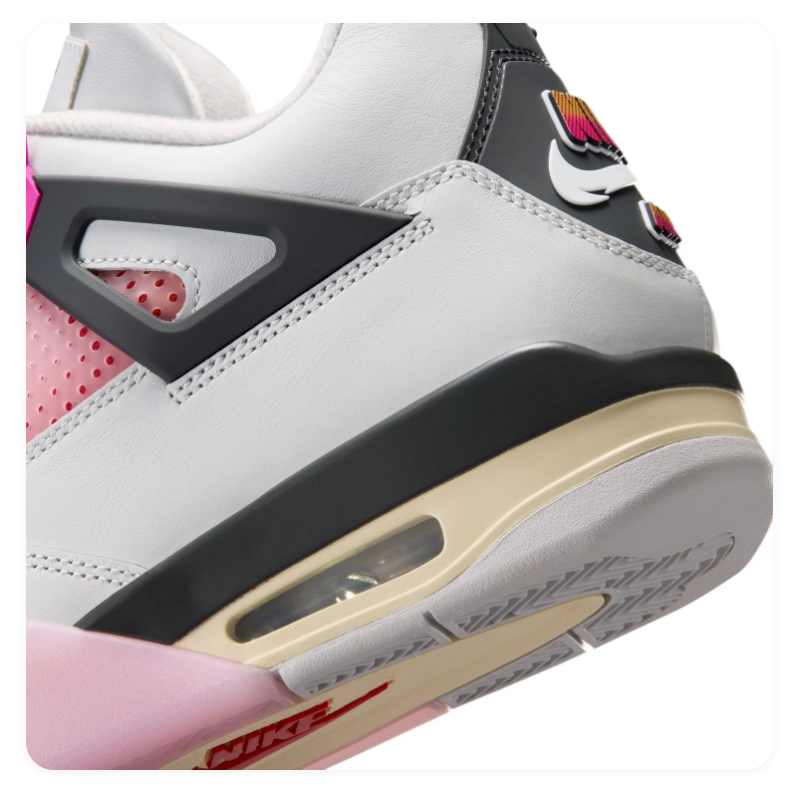 Air Jordan 4 White Sneakers with Pink Gradient Accents