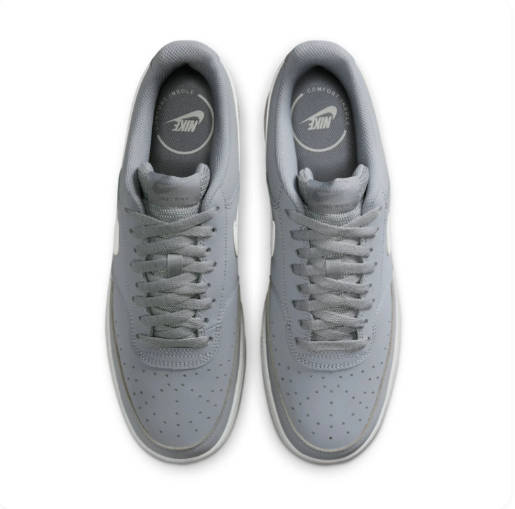 Nike Court Vision Light Grey Low-Top Sneakers with White Swoosh