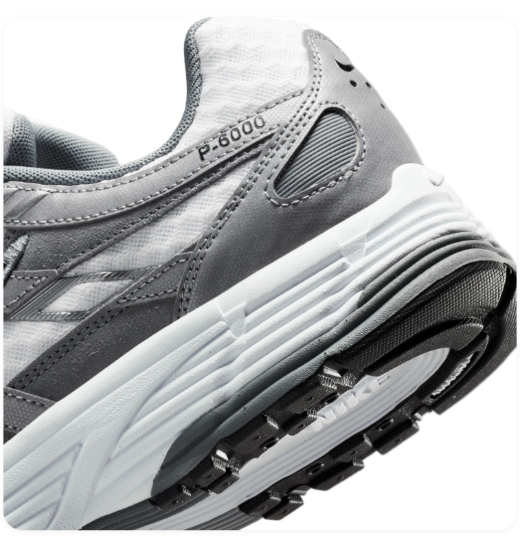 Nike P-6000 Grey and White Sneakers with Black Swoosh