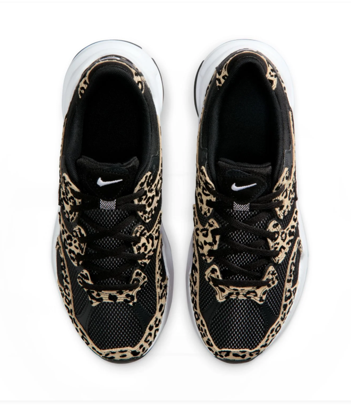 Nike Black Leopard Print Sneakers with Chunky White Sole