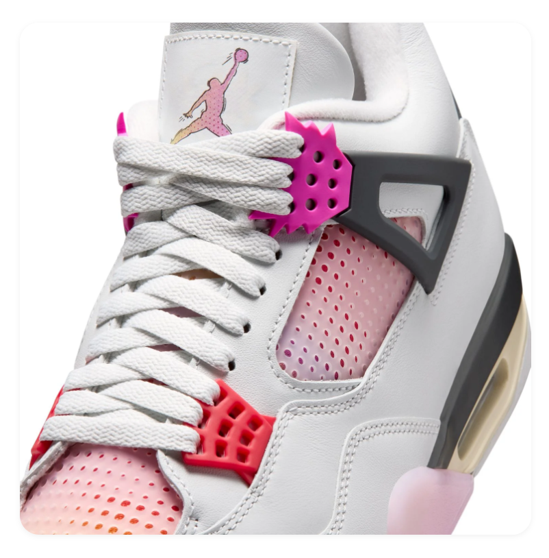 Air Jordan 4 White Sneakers with Pink Gradient Accents