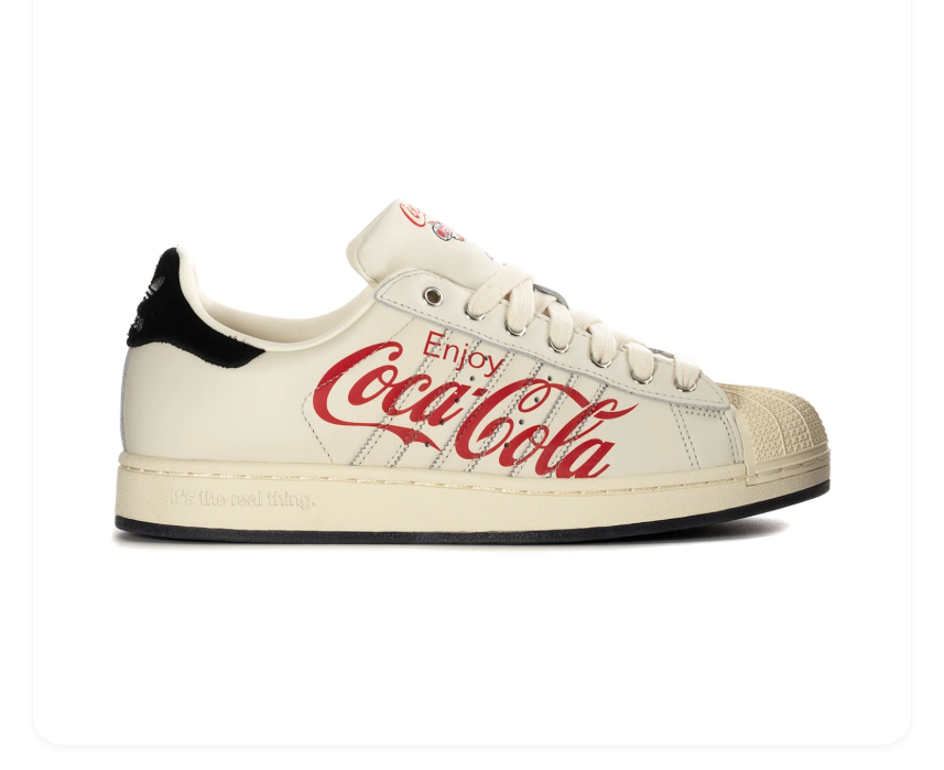 Adidas Superstar Cream Sneakers with Red Coca-Cola Graphics