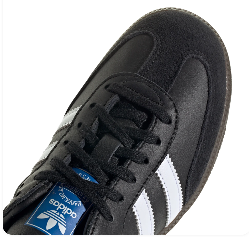 Adidas Samba Black Sneakers with White Stripes and Dark Brown Sole