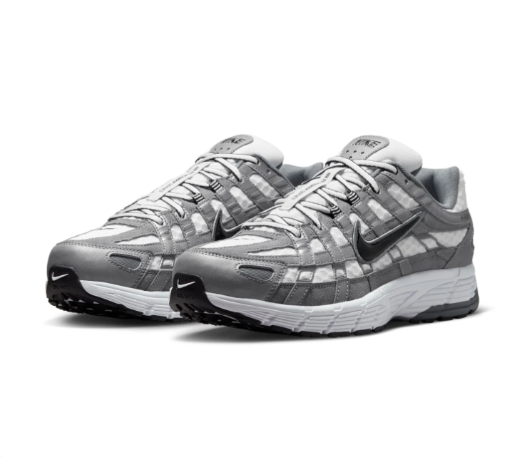 Nike P-6000 Grey and White Sneakers with Black Swoosh