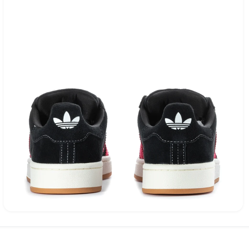 Adidas Campus Black Sneakers with Bright Pink Stripes and Gum Sole