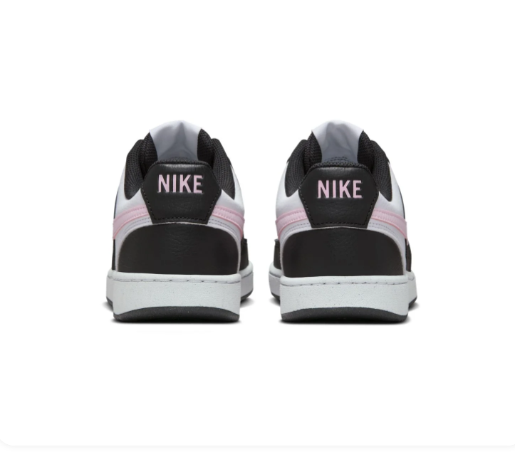 Nike Black and White Low-Top Sneakers with Pink Swoosh