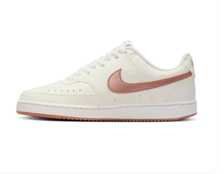 Nike Court Vision Cream Sneakers with Dusty Rose Swoosh